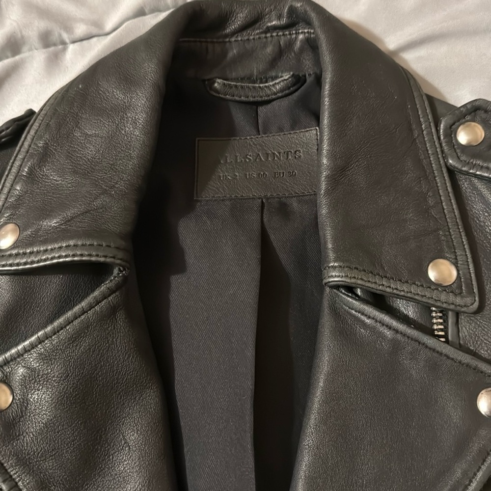 All Saints Real Leather Jacket Size 00 like new worn once
